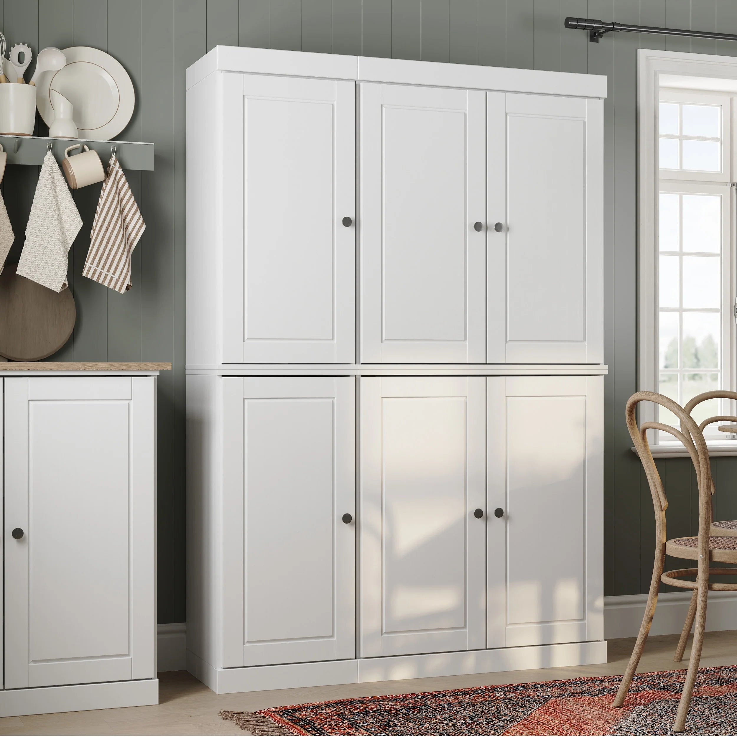 Palace Imports 100% Solid Wood China Pantry with Glass or Solid Wood Doors and 2-Drawers - 48.5" x 71.5"
