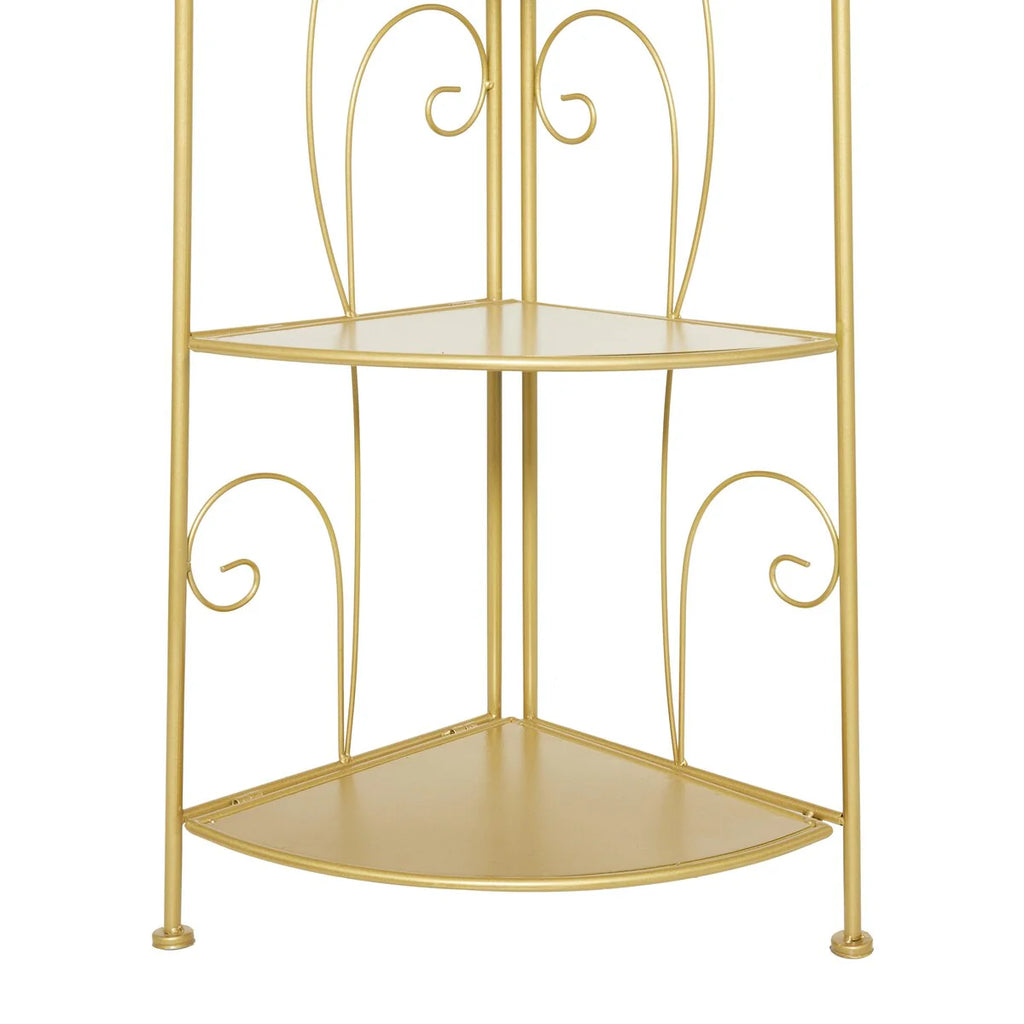 Metal Scroll Indoor Outdoor Tall Folding 5 Shelves Bakers Rack - Gold or White - Roche River Decor