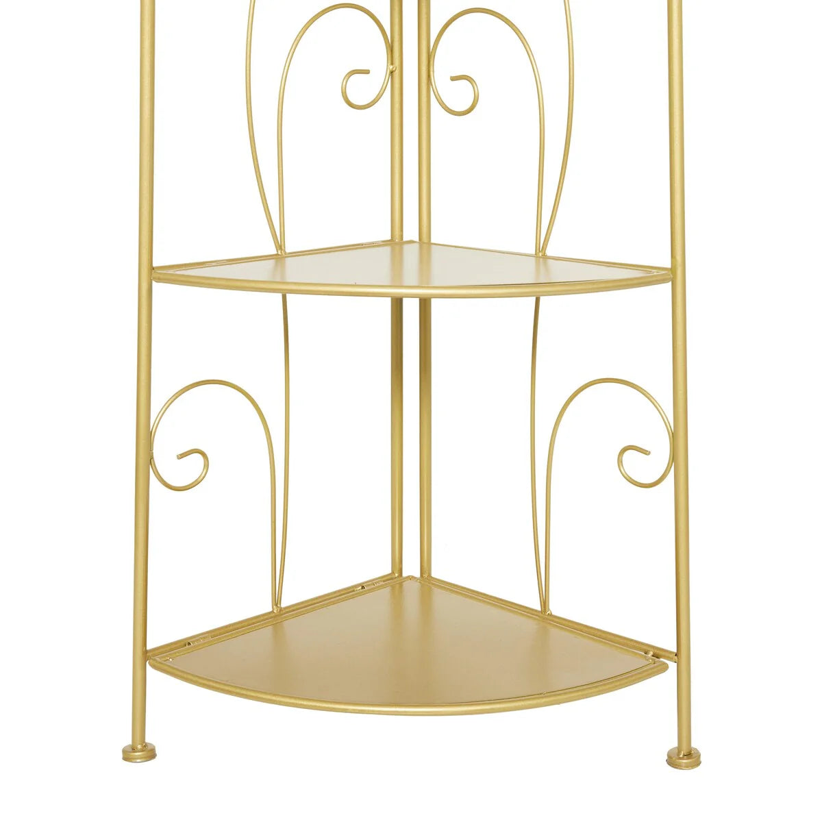 Metal Scroll Indoor Outdoor Tall Folding 5 Shelves Bakers Rack - Gold or White - Roche River Decor