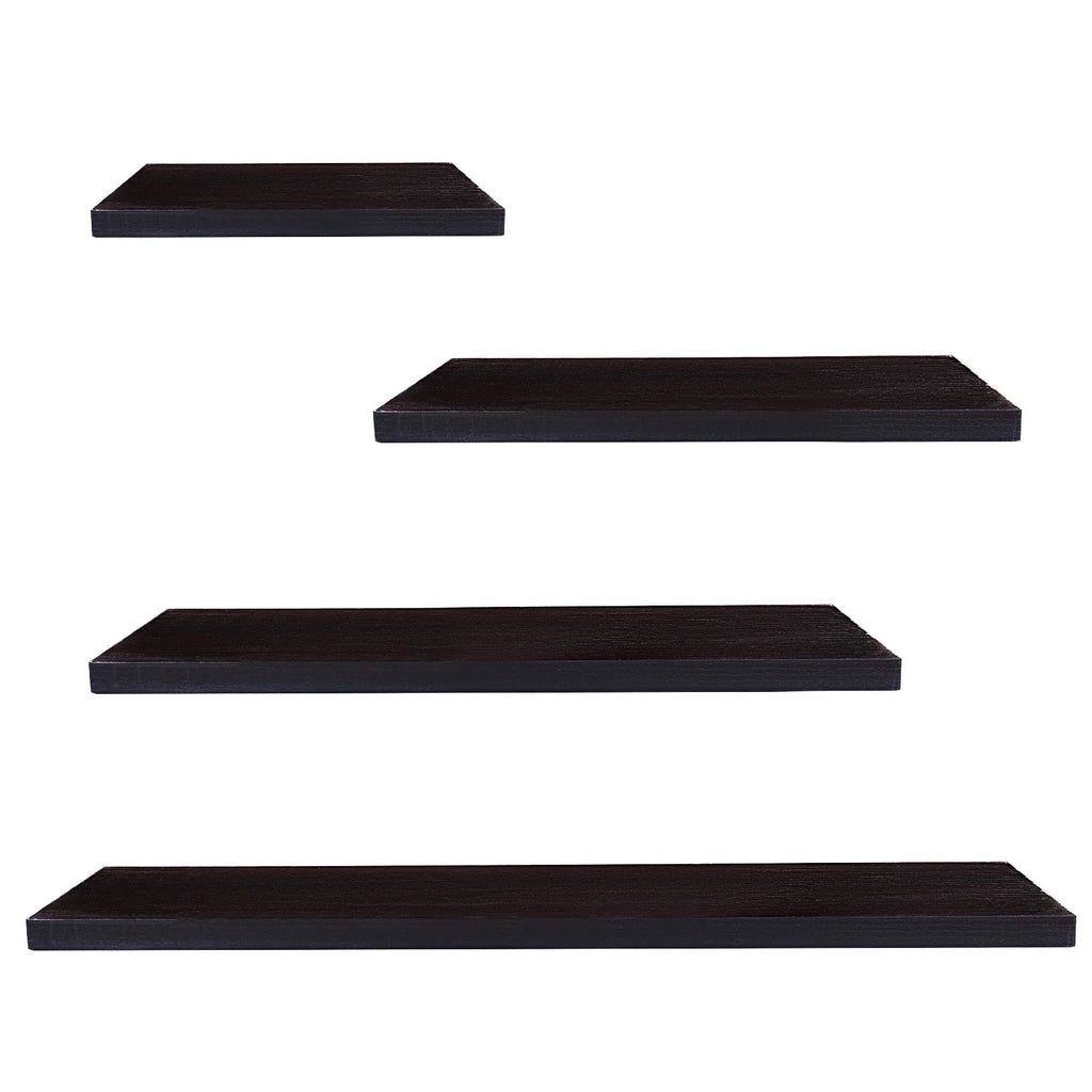 4Pcs Wood Floating Shelves Wall Mounted White Black Storage Shelf Set Home Decor