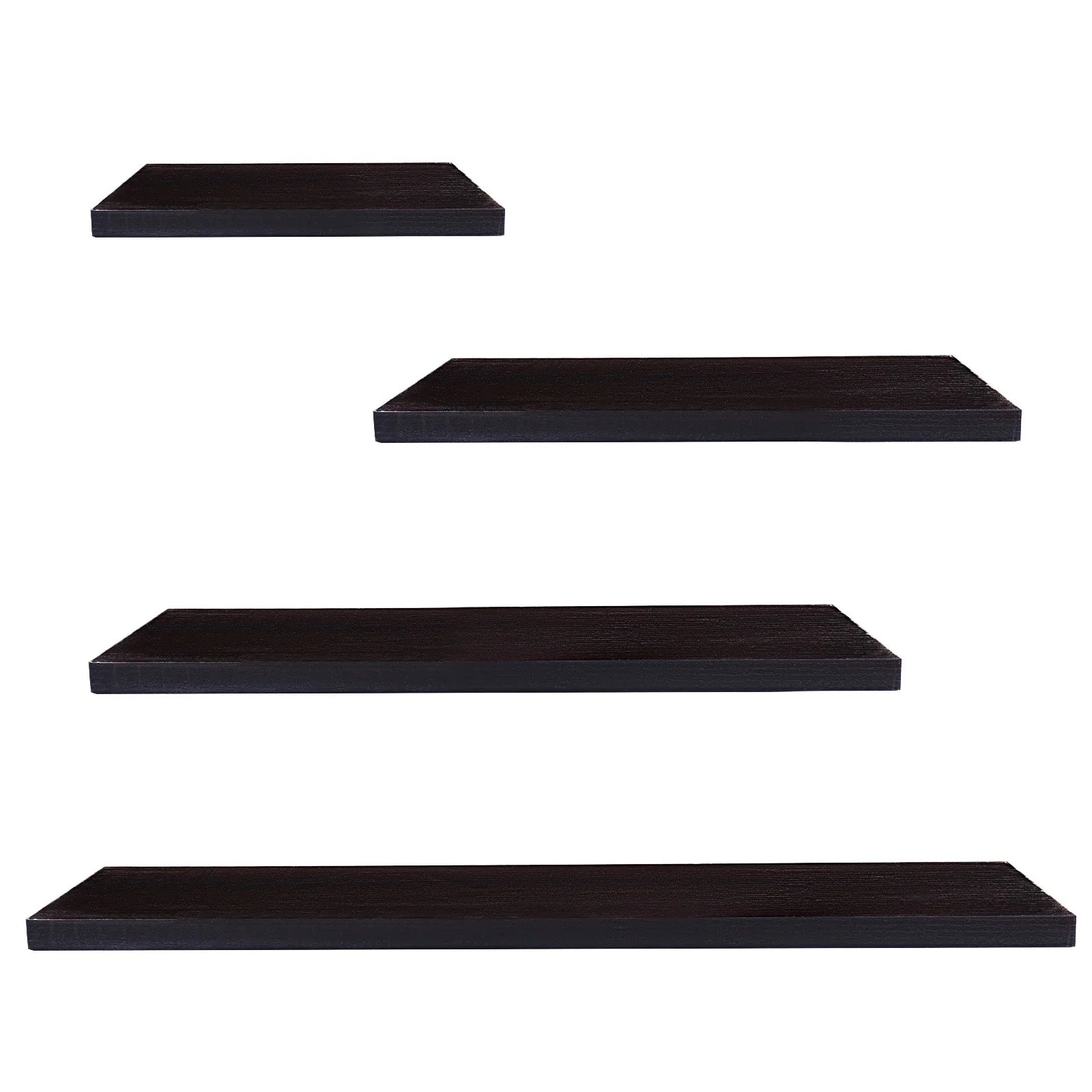 4Pcs Wood Floating Shelves Wall Mounted White Black Storage Shelf Set Home Decor