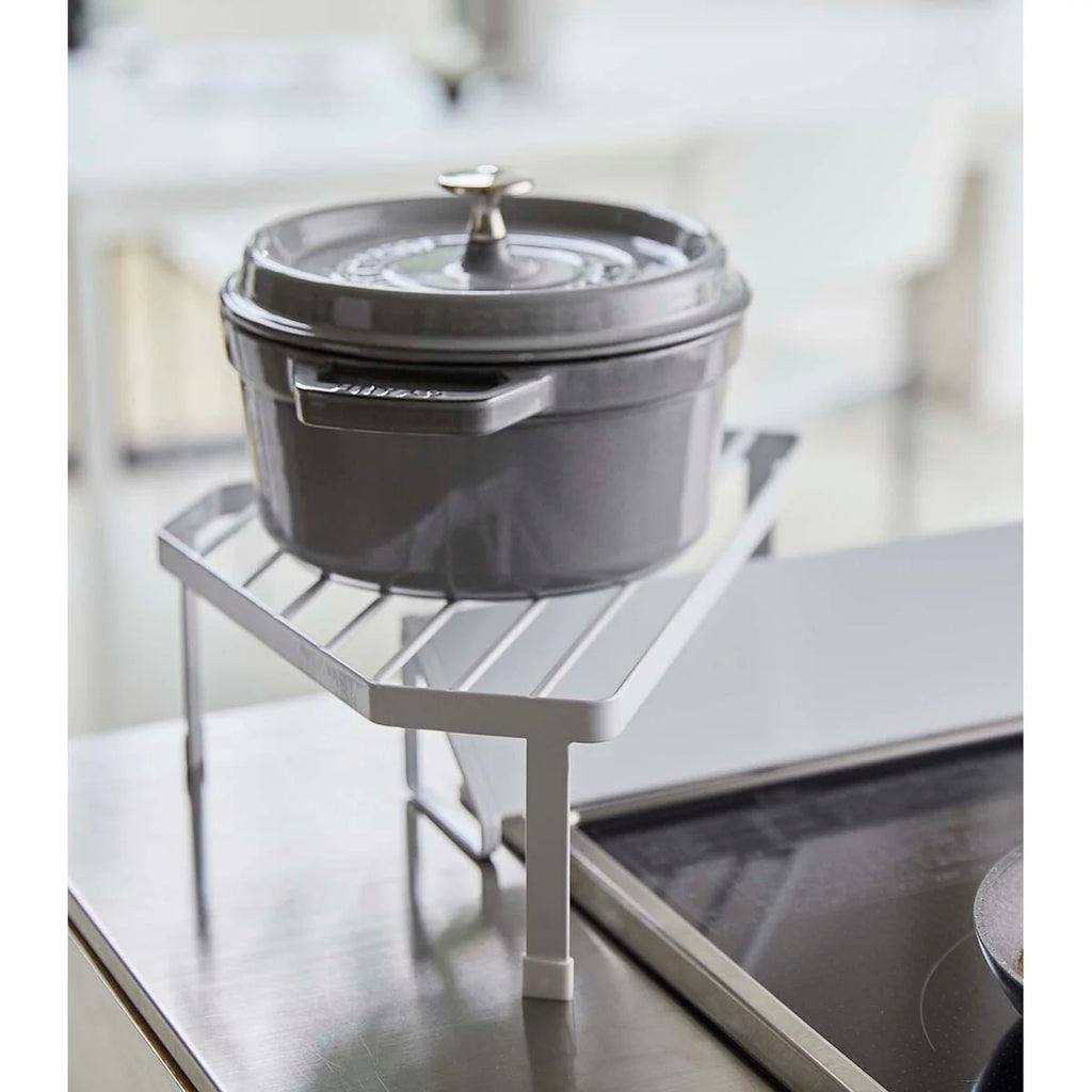 Yamazaki Home Corner Riser - One-Tier, Steel, Holds 11 lbs - L 8.86 x W 13.39 x H 4.41 inches