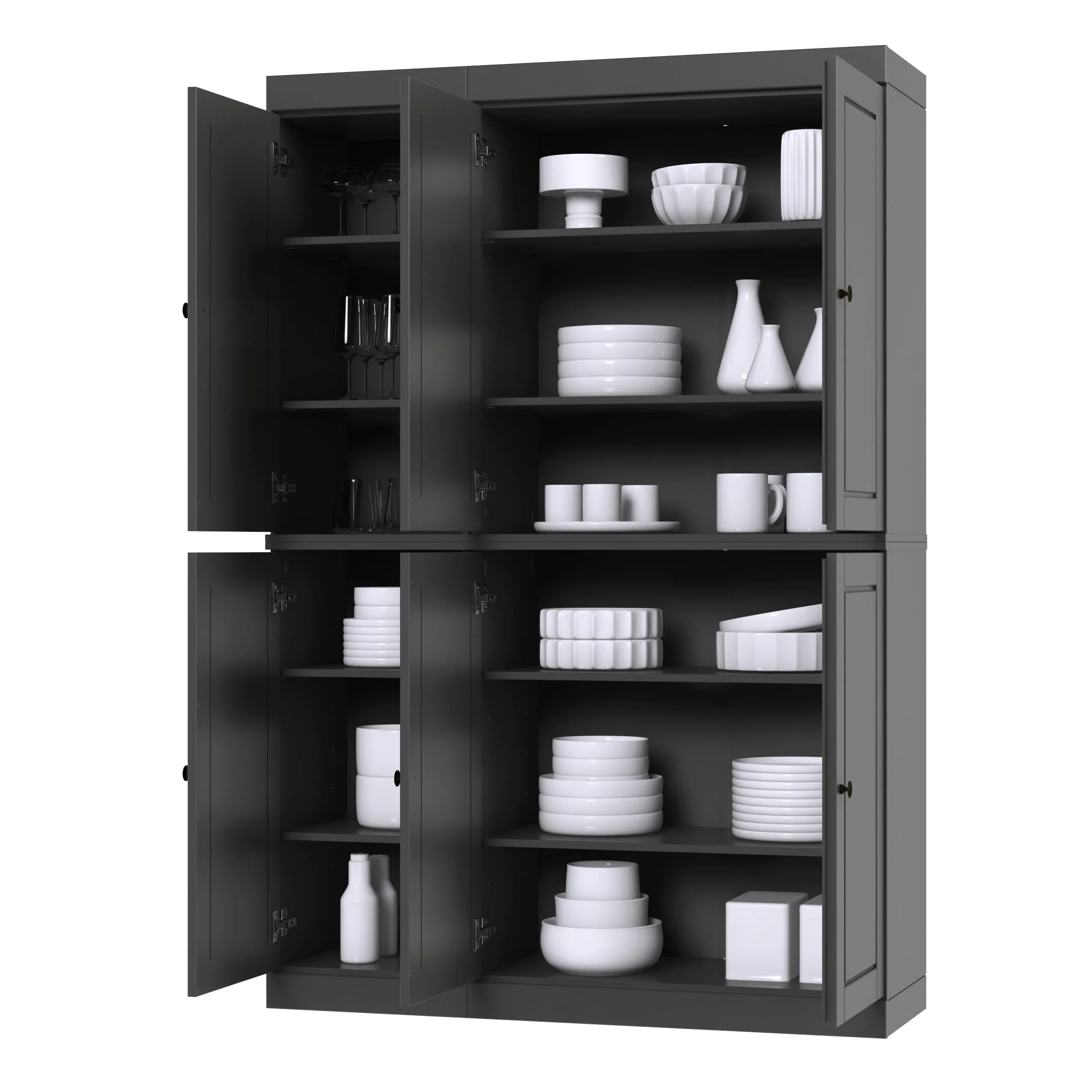 Palace Imports 100% Solid Wood 48.5" China Pantry Cabinet with Solid or Clear Glass Doors and Adjustable Shelves - 48.5" x 71.5"