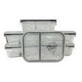 Mason Craft & More 33oz Rectangular 2.5 Section Glass Food Storage with Gray Gasket - Set of 6