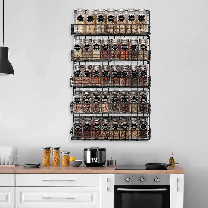 Spice Rack Organizer, 5-Tier Wall Spice Rack - 2.55"D x 17"W x 29"H