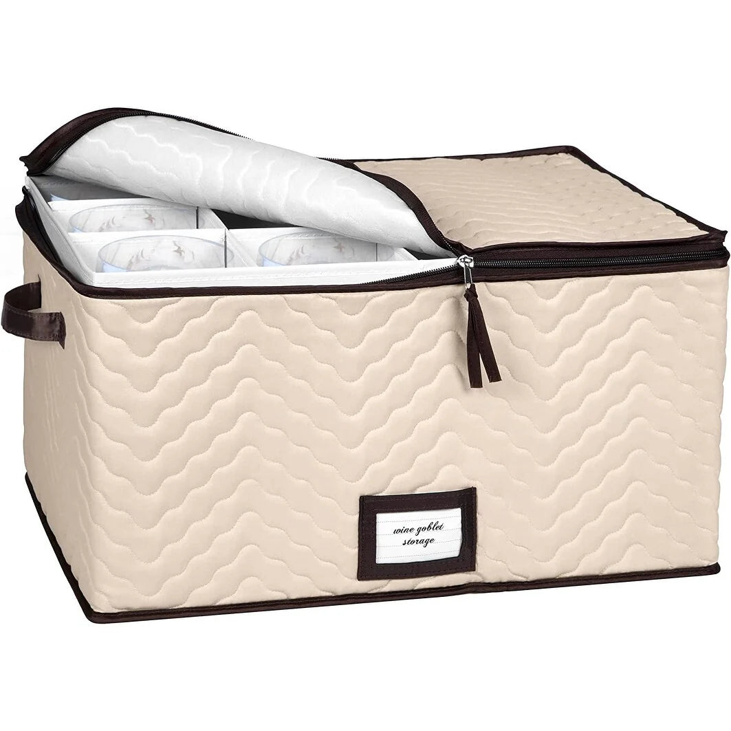 Stemware Storage Case for Wine Glasses - Holds 12 Glasses -19" x 9.5" x 14"