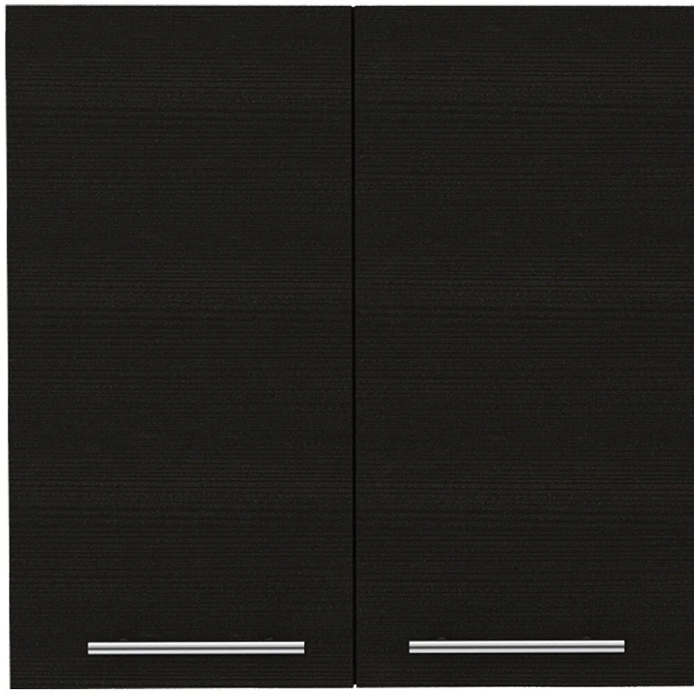 HomeRoots 47" Black Wood Wall Mounted Accent Cabinet With Four Doors