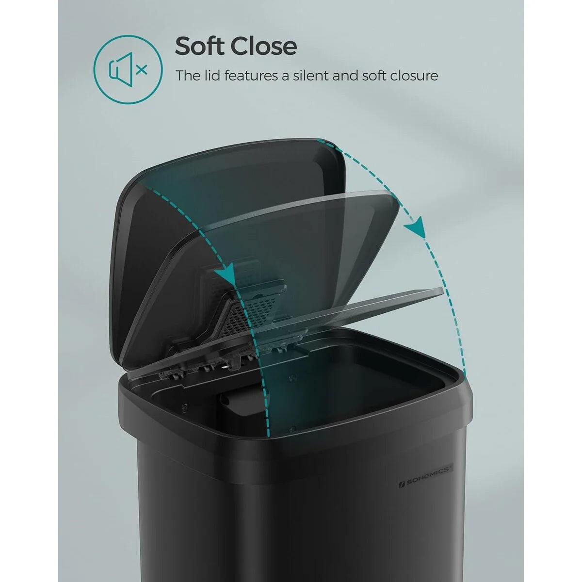 SONGMICS Kitchen Trash Can, 18 Gallon Stainless Steel Garbage Can