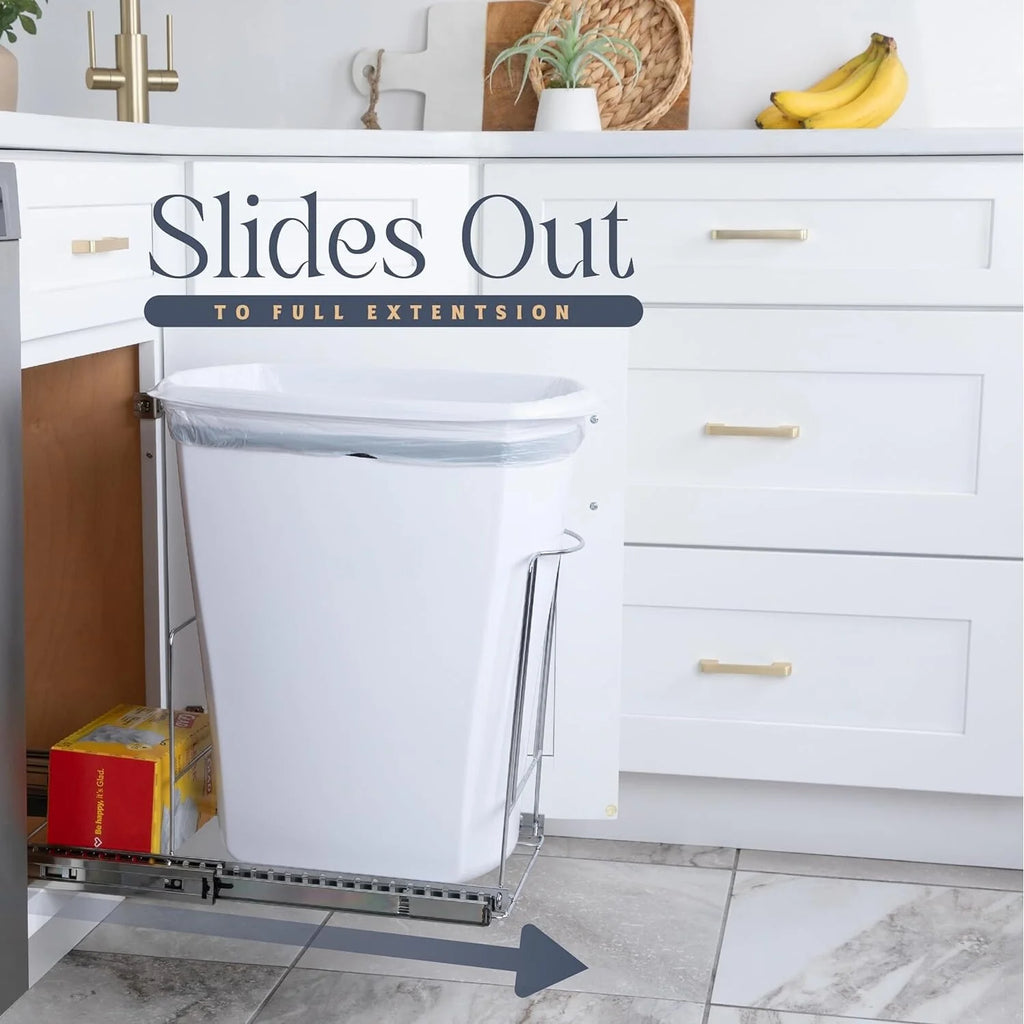 Hold N' Storage Pull Out Trash Can Under Cabinet - Trash Can Not Included, Heavy Duty