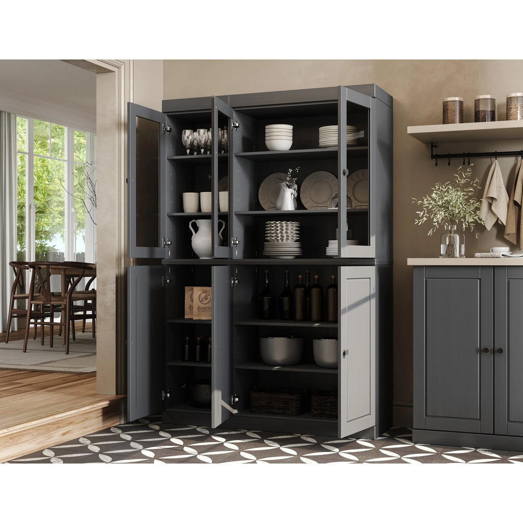 Palace Imports 100% Solid Wood 48.5" China Pantry Cabinet with Solid or Clear Glass Doors and Adjustable Shelves - 48.5" x 71.5"