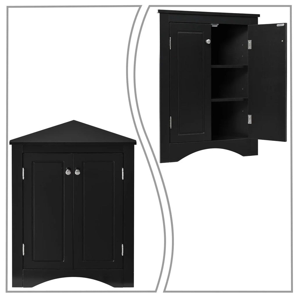Modern Stylish Triangle Corner Storage Cabinet with Two Adjustable Internal Shelves