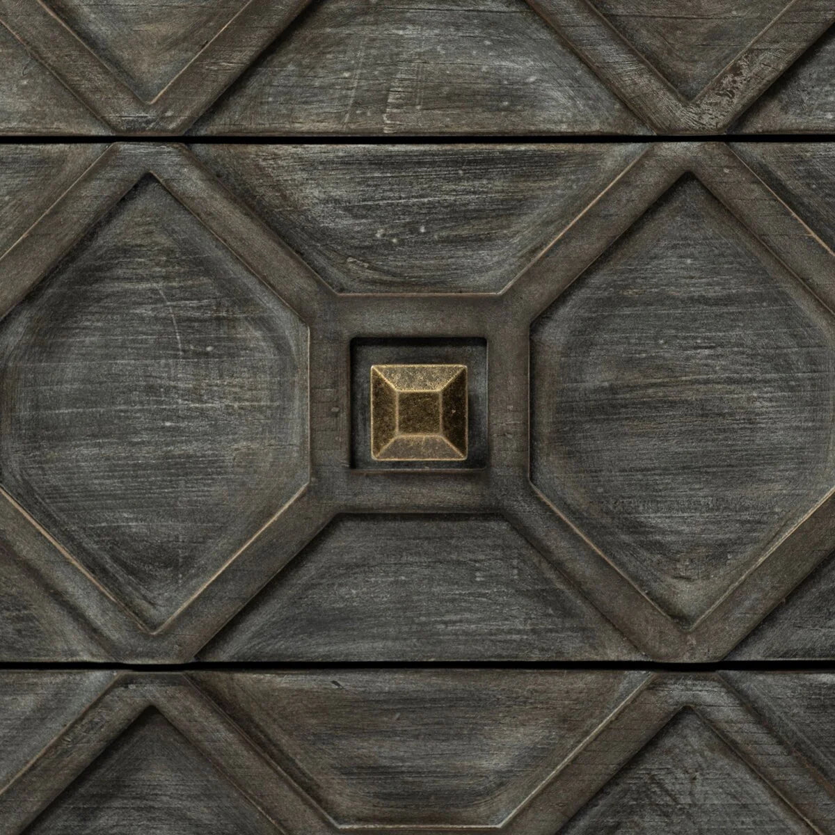 Genevieve I Gray Fir Veneer w/ Iron Frame & 3 Drawer Accent Cabinet - 39.0L x 15.7W x 30.9H