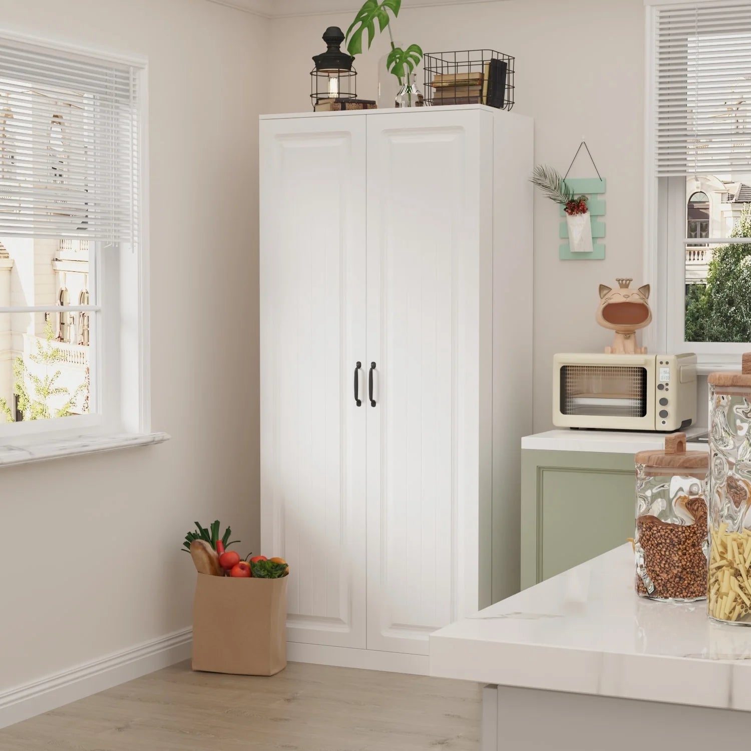 Versatile Kitchen Organizer: Compact 31.5" Cabinet with Smart Storage