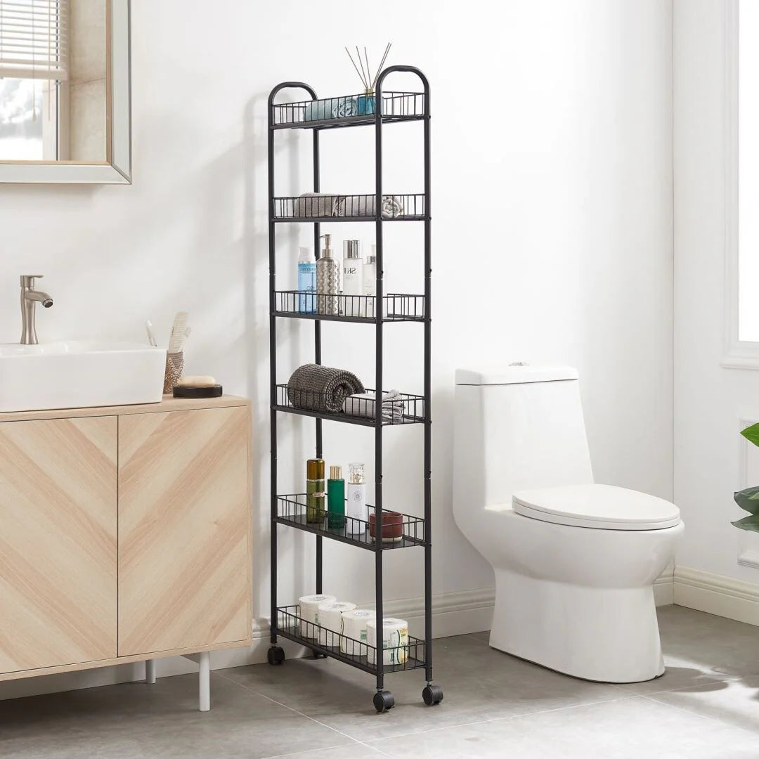 6-Tier Rolling Cart Gap Kitchen Slim Slide Out Storage Tower Rack with Wheels