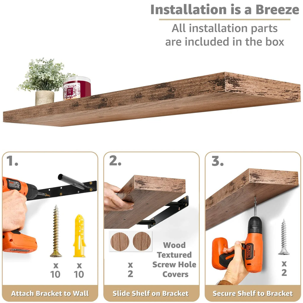 Sorbus Long Floating Shelves for Wall Set of 2 - 35"L x 9"W x 1.5"H