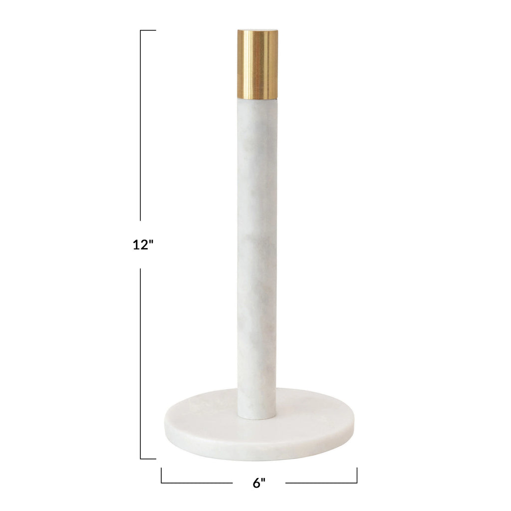 Marble Paper Towel Holder with Brass Accent Band
