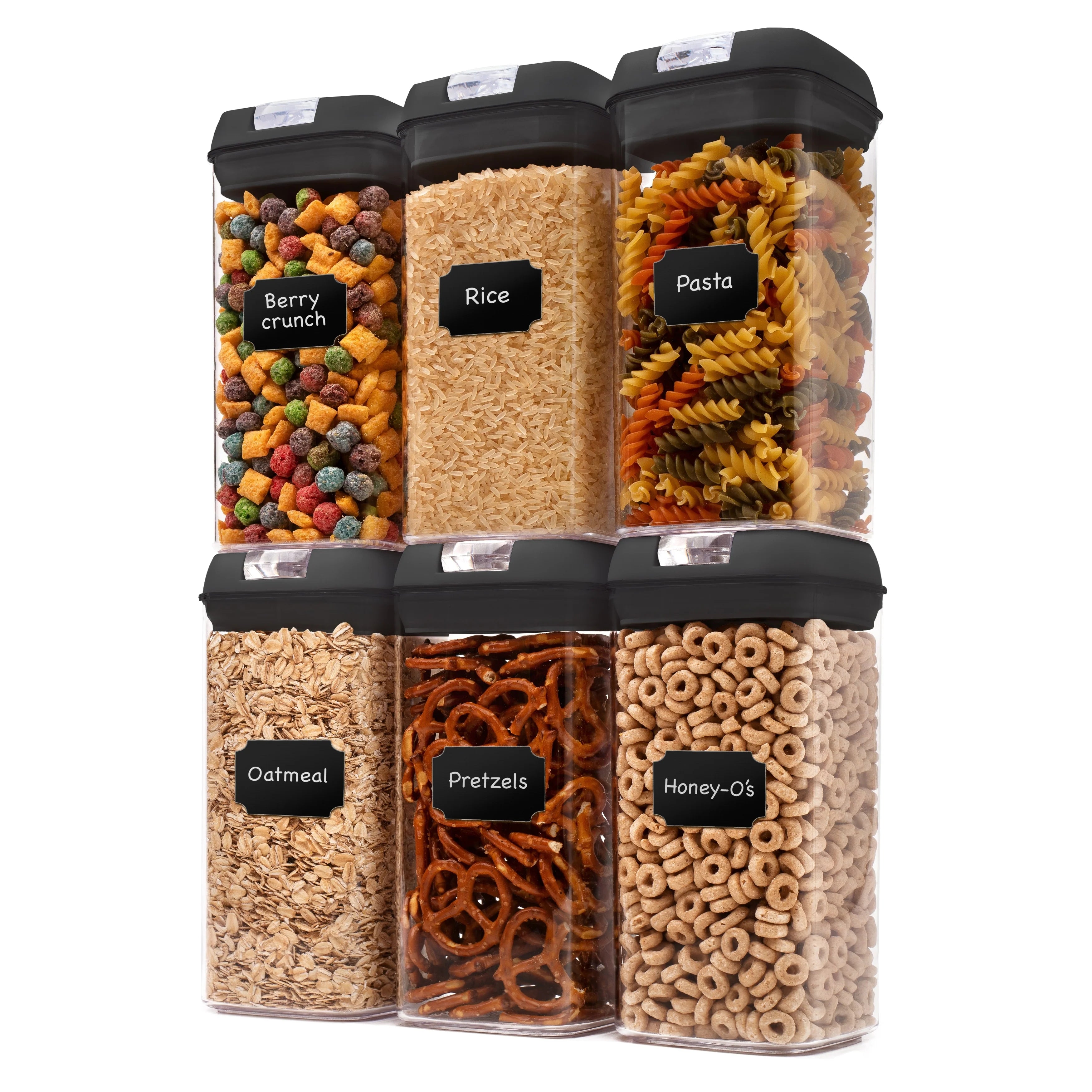 Cheer Collection Set of 6 Uniform Size Airtight Food Storage Containers