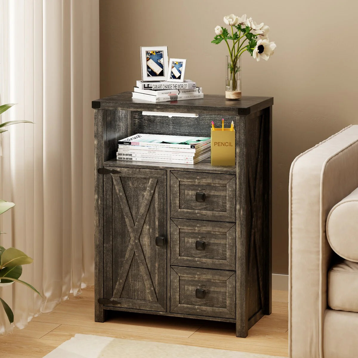 23.62"Accent Cabinet with drawers and storage - N/A