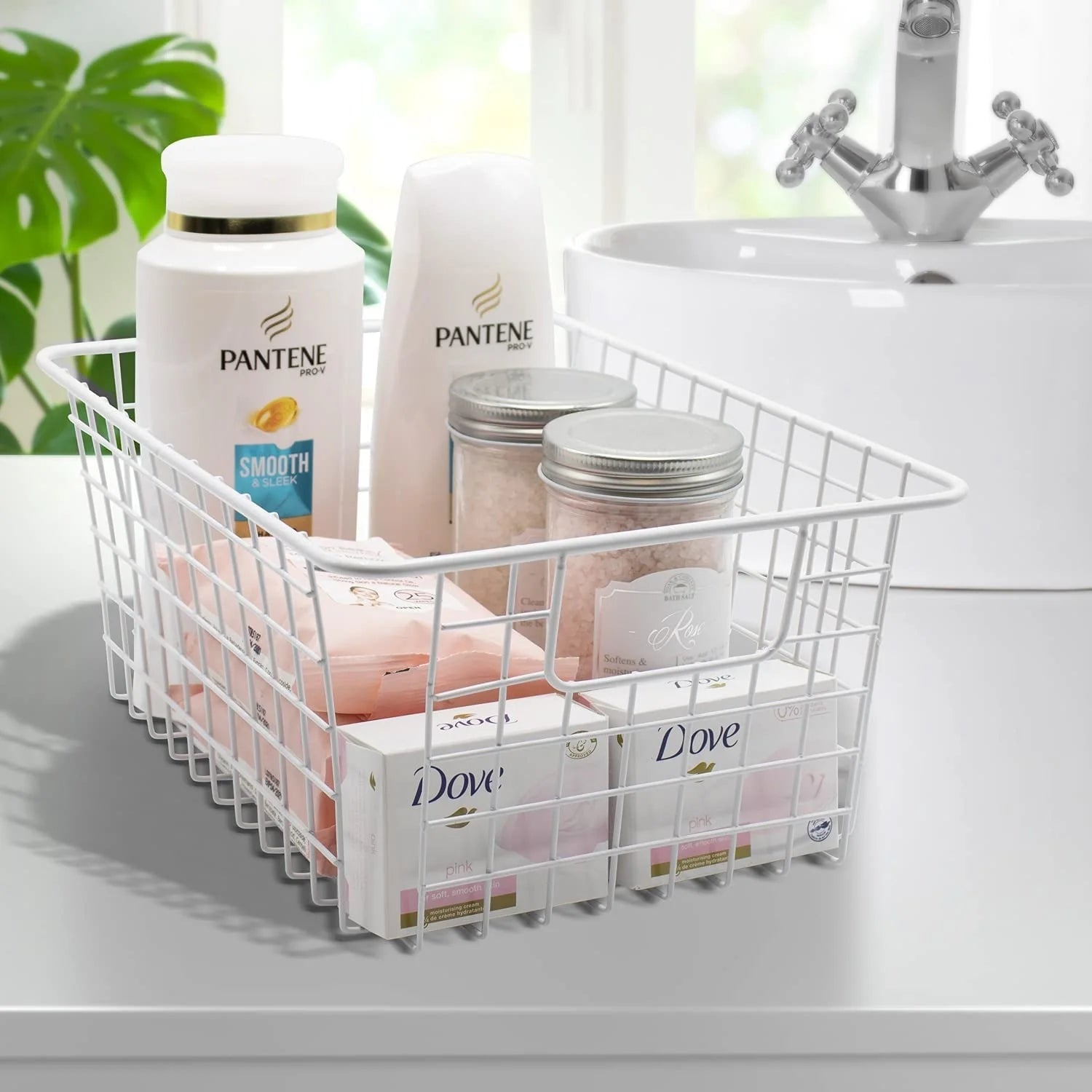 Stackable Baskets Storage Bin Metal Wire Organizers Iron (2-Pack) - 2-Pack