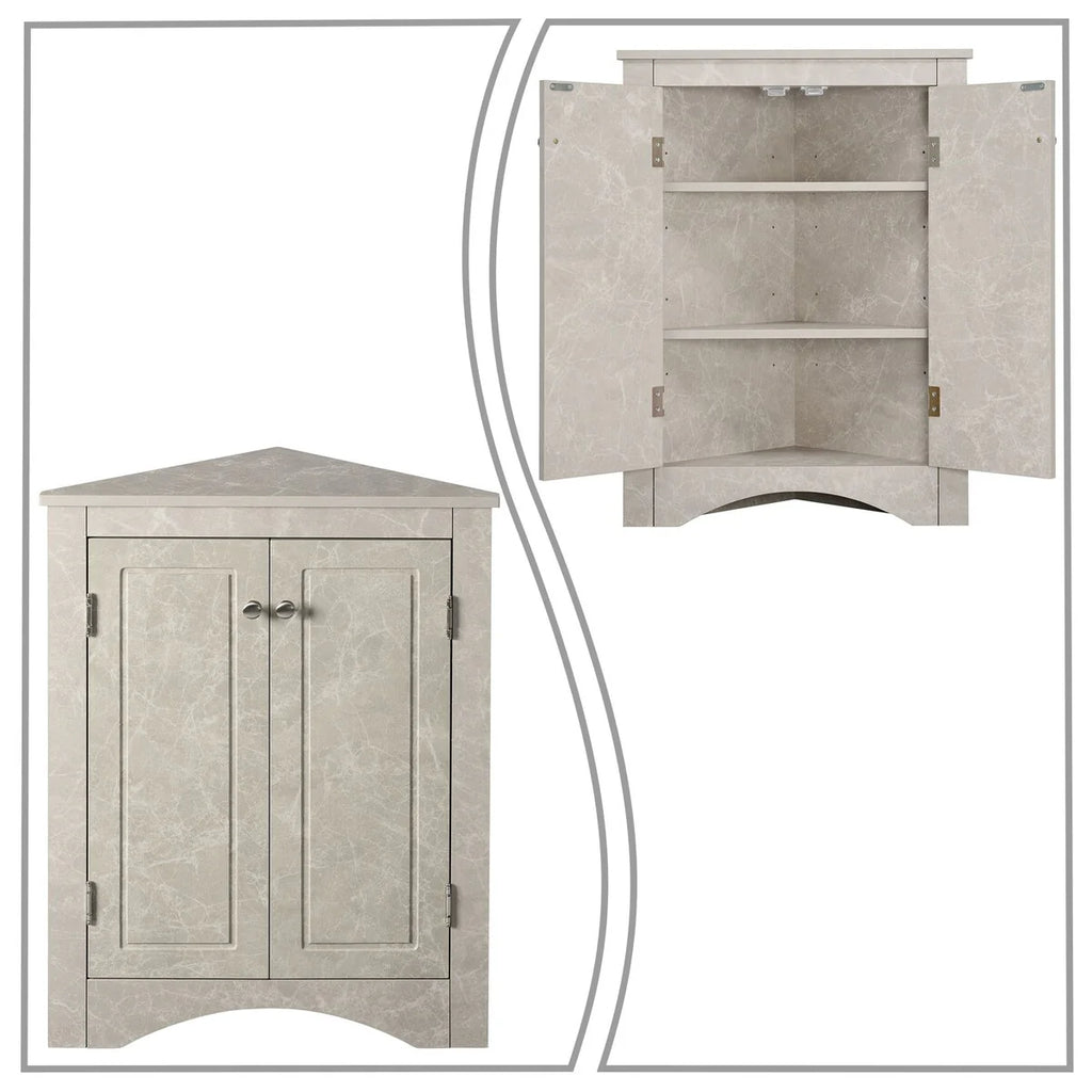 Modern Stylish Triangle Corner Storage Cabinet with Two Adjustable Internal Shelves