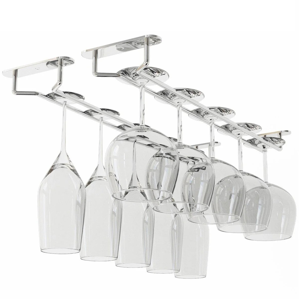 Wallniture Brix Stemware Wine Glass Rack Under Cabinet Storage Metal Glass Hanger (Set of 2)