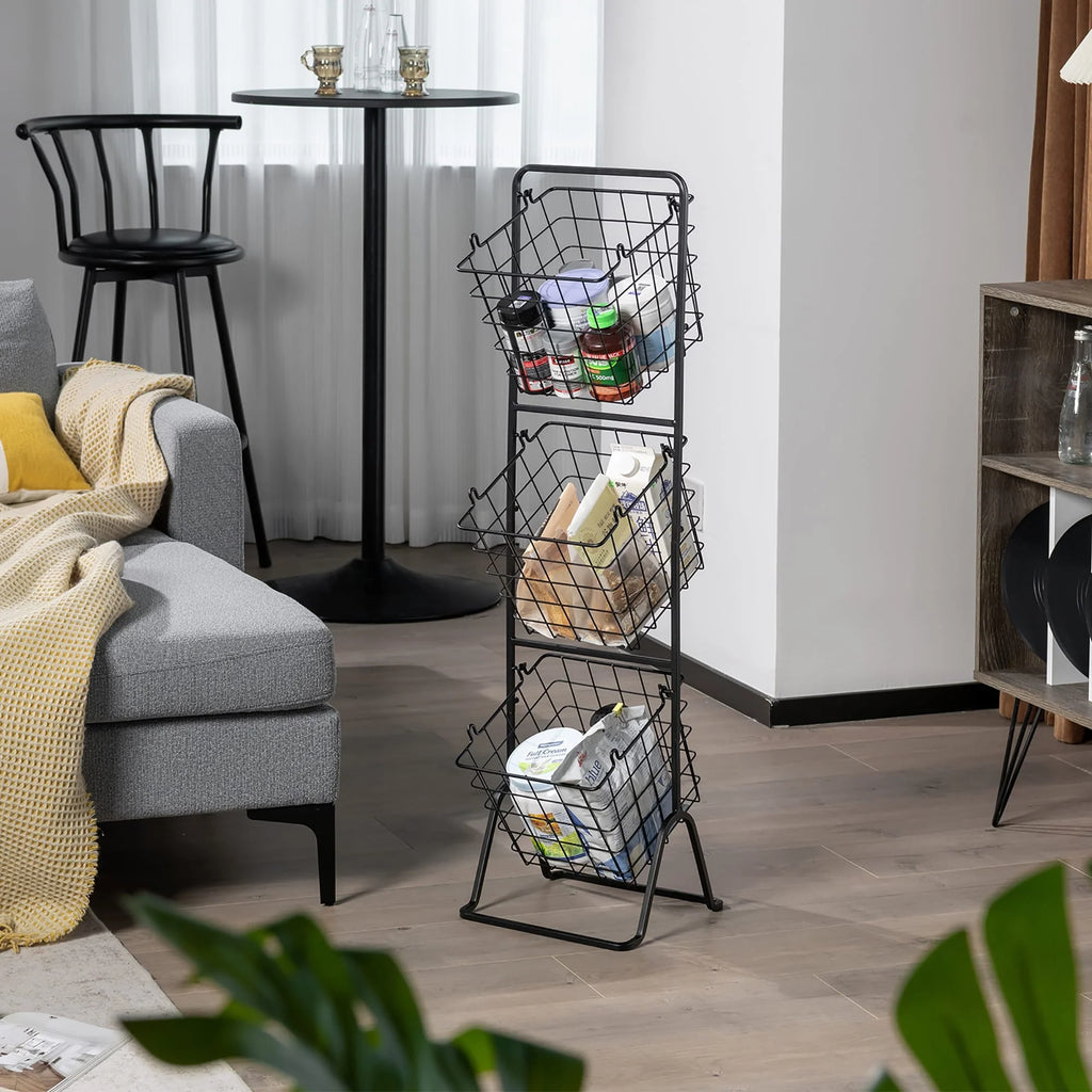 Costway 3-Tier Wire Fruit Basket Stand Kitchen Snack Vegetable Storage - See Details