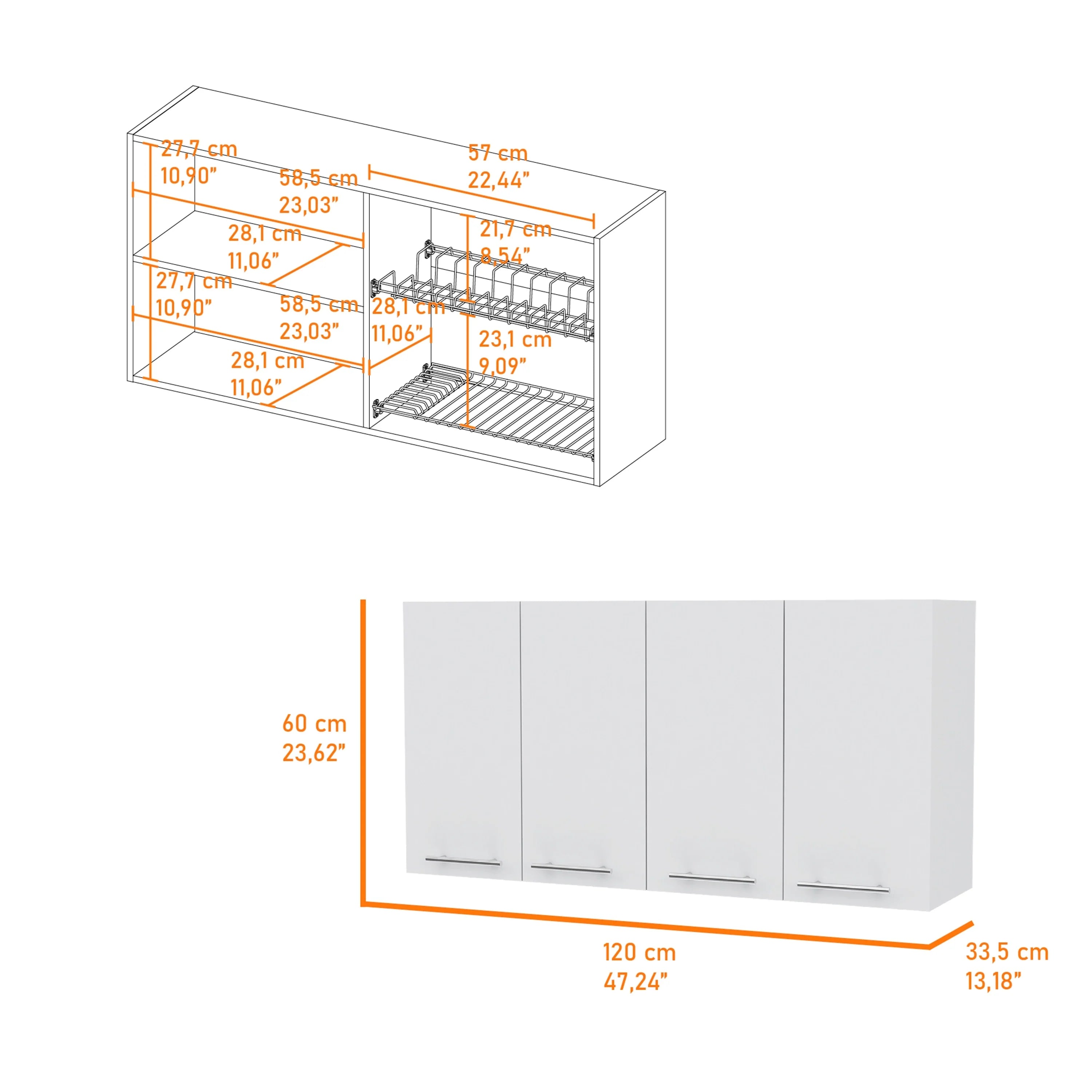 FM Furniture Sitka Wall Cabinet, Two Spacious Divisions