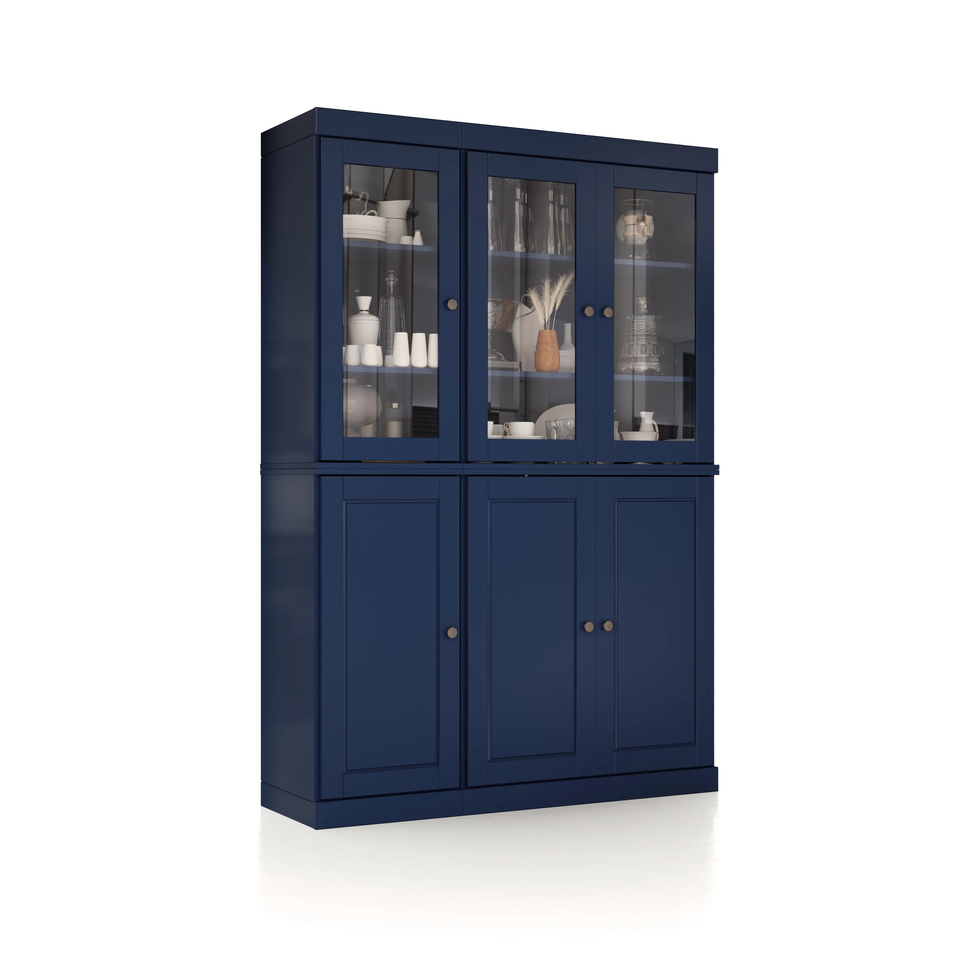 Palace Imports 100% Solid Wood 48.5" China Pantry Cabinet with Solid or Clear Glass Doors and Adjustable Shelves - 48.5" x 71.5"