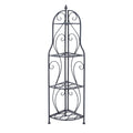 Metal Scroll Indoor Outdoor Arched Tall Folding Corner 4 Shelf Bakers Rack - Black - Roche River Decor