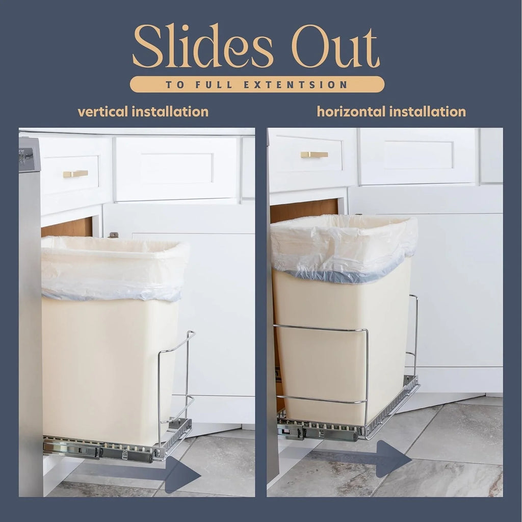 Hold N' Storage Pull Out Trash Can Under Cabinet - Trash Can Not Included, Heavy Duty