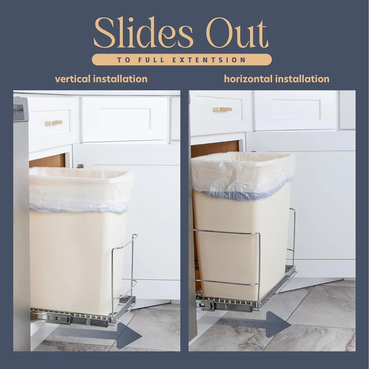Hold N' Storage Pull Out Trash Can Under Cabinet - Trash Can Not Included, Heavy Duty
