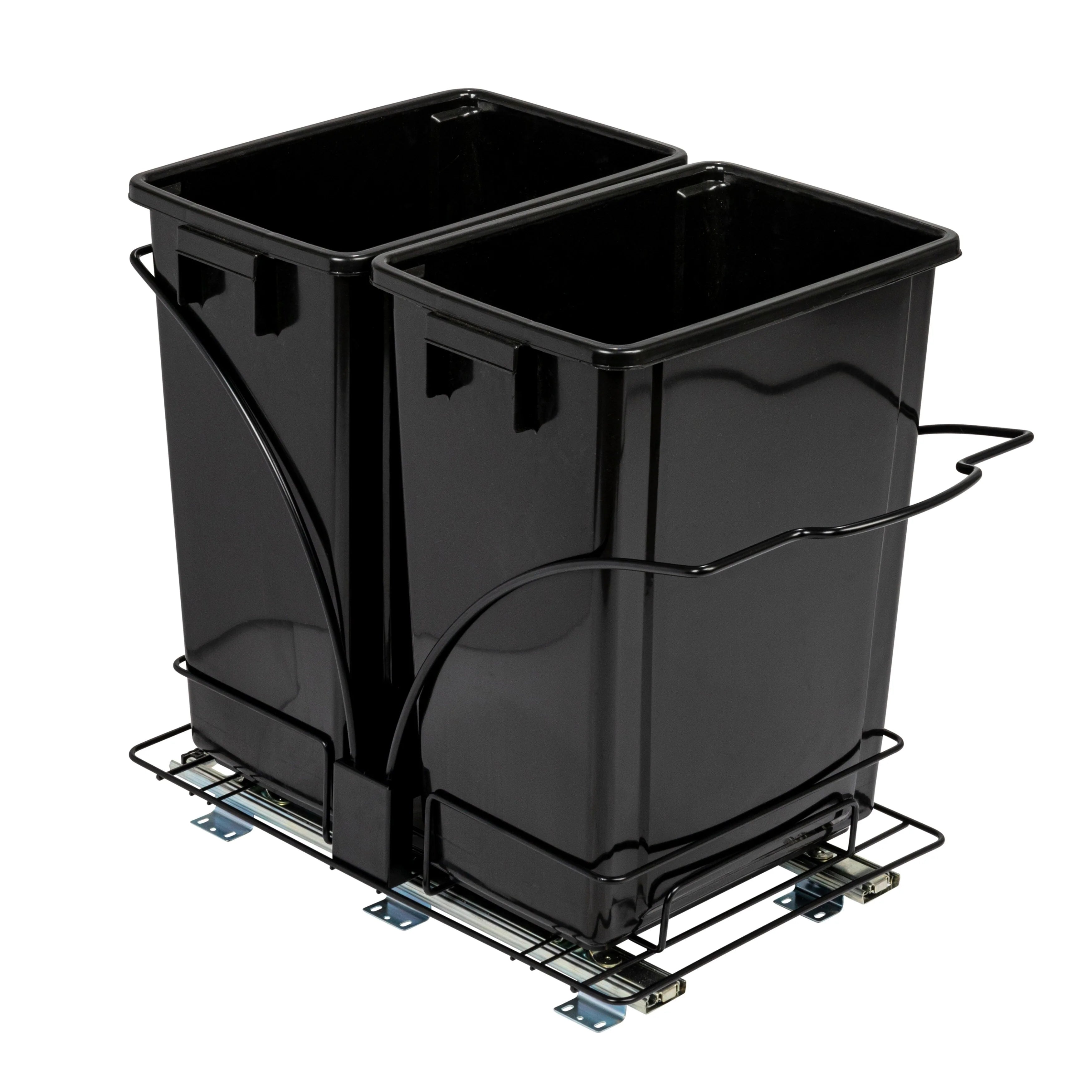 Household Essentials Chrome-Plated Steel Pull-Out/Slide-Out Double Trash Cans