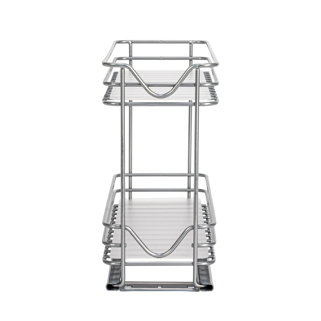 Household Essentials 2-Tier Brushed Nickel Spice Rack Organizer, Sliding Pantry Organizer
