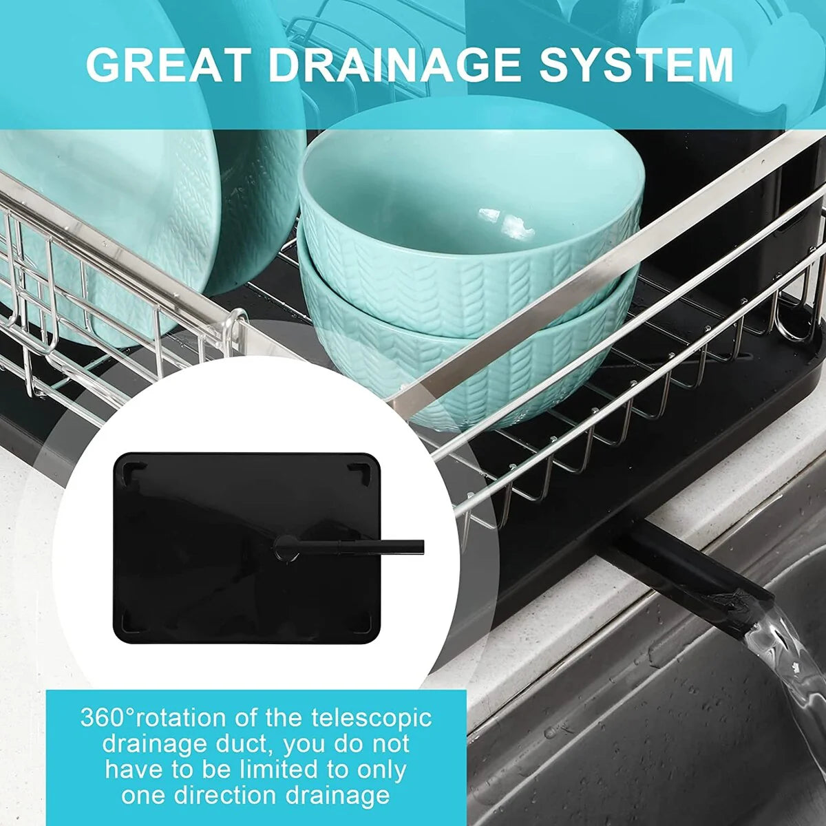 Counter Dish Drying Rack with Utensil Holder