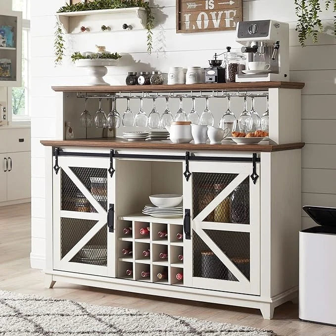 Farmhouse Coffee Bar Cabinet, Wine Bar Cabinet, Kitchen Buffet Cabinet