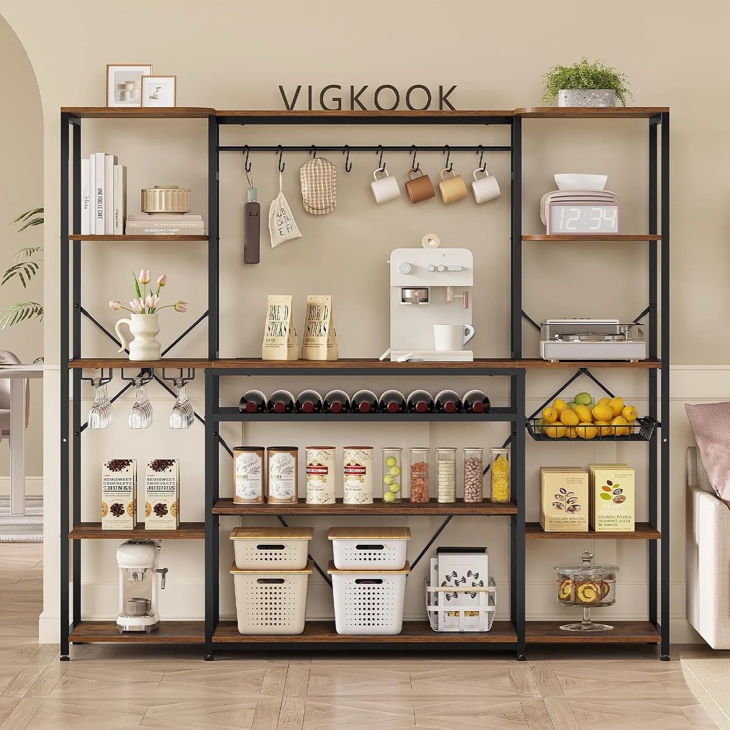 Bakers Rack Coffee Bar Wine Rack Storage Shelves