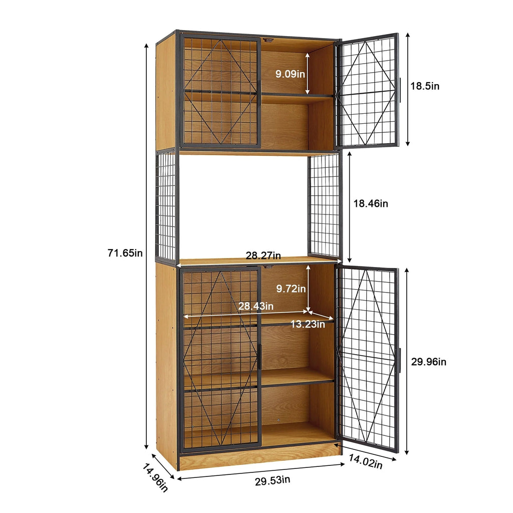 Javlergo 72" Kitchen Pantry Cabinet with Door and Shelves, Tall Kitchen Hutch Cabinet with Microwave Stand