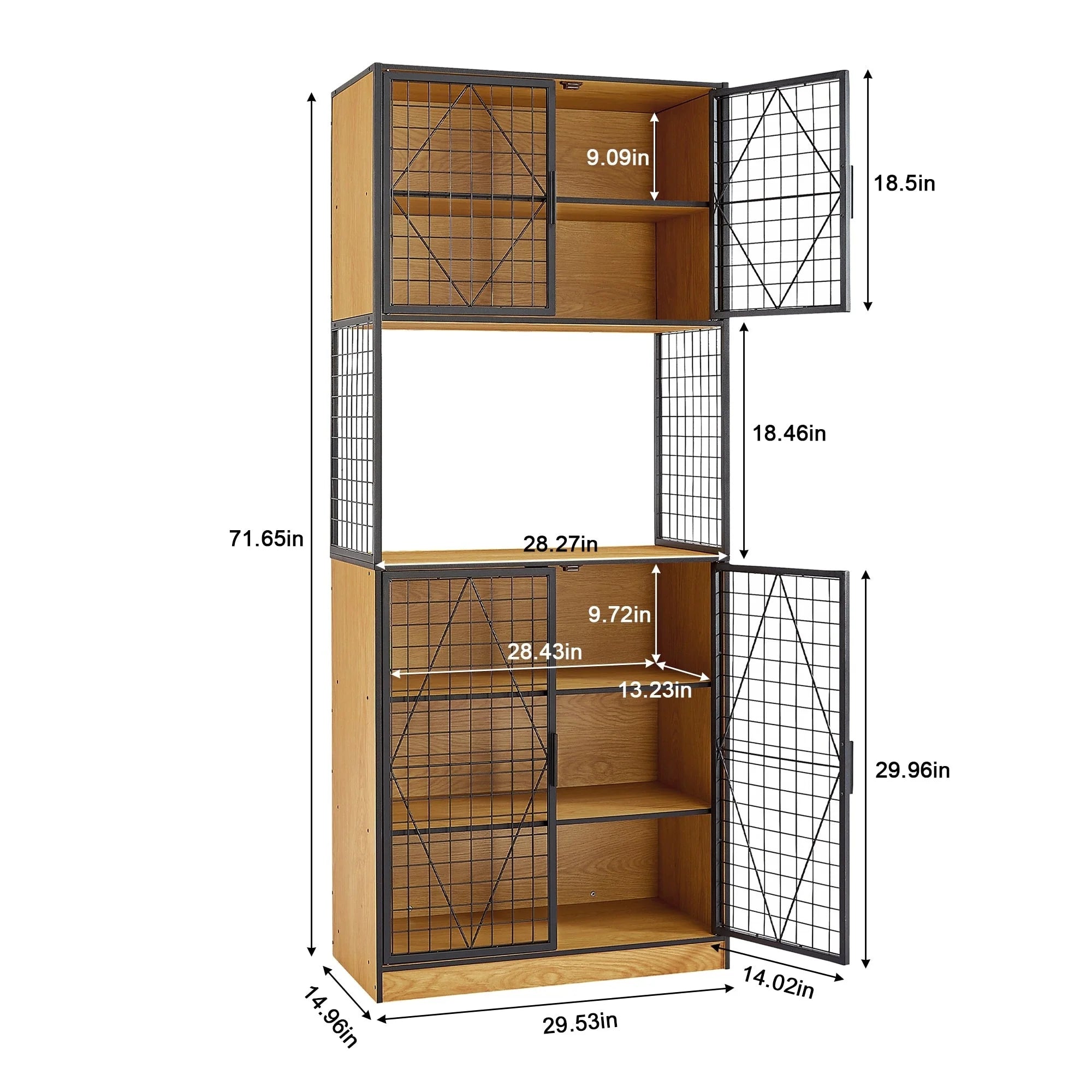 Javlergo 72" Kitchen Pantry Cabinet with Door and Shelves, Tall Kitchen Hutch Cabinet with Microwave Stand