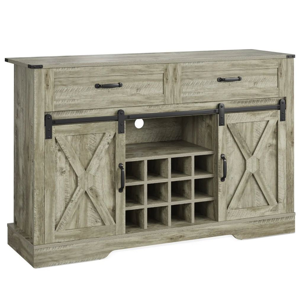 Royalcraft 51.96 Inch Bar Cabinet with Wine Rack and Large Storage
