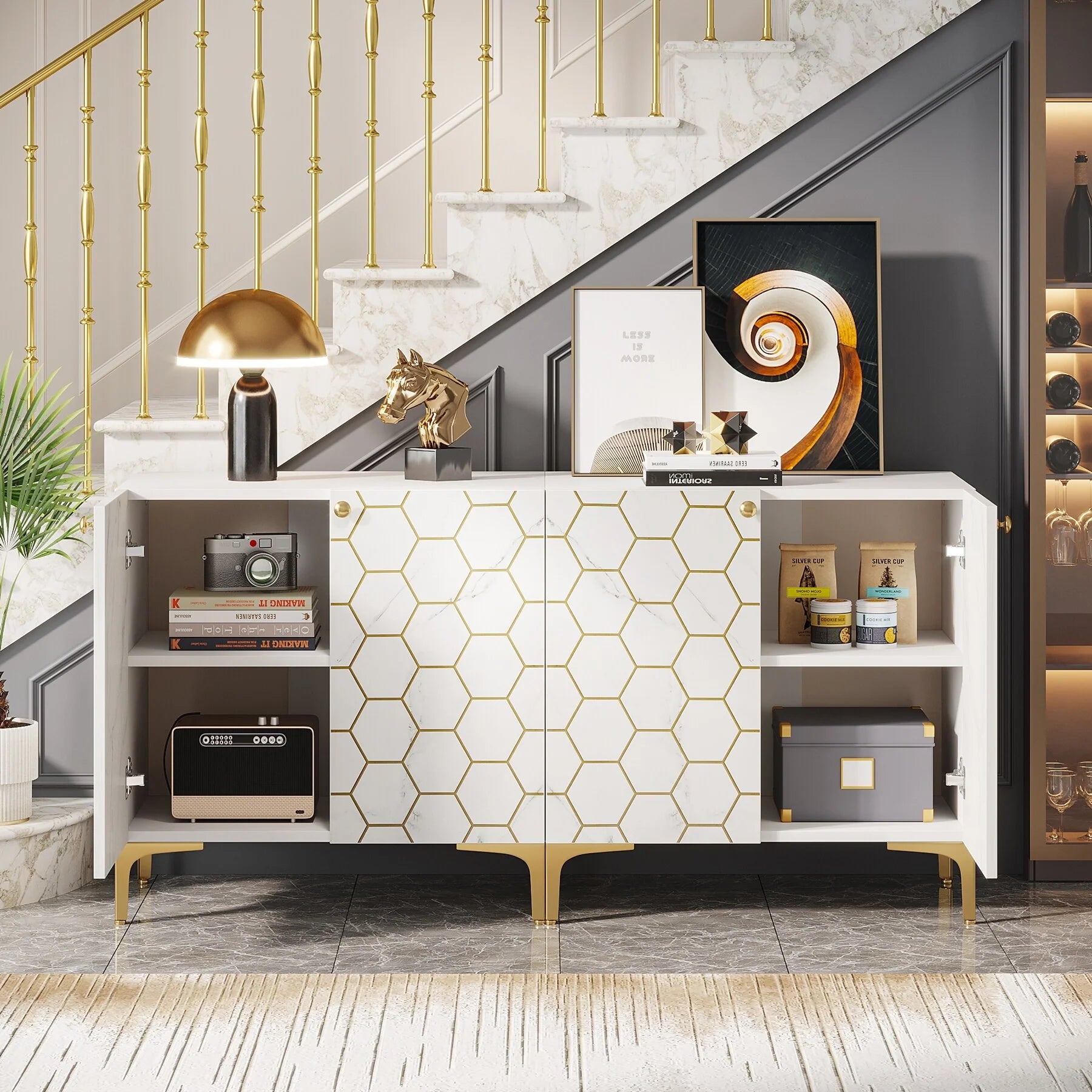 31.5'' Modern Accent Storage Cabinet for Living Room Kitchen (Set of 2 )