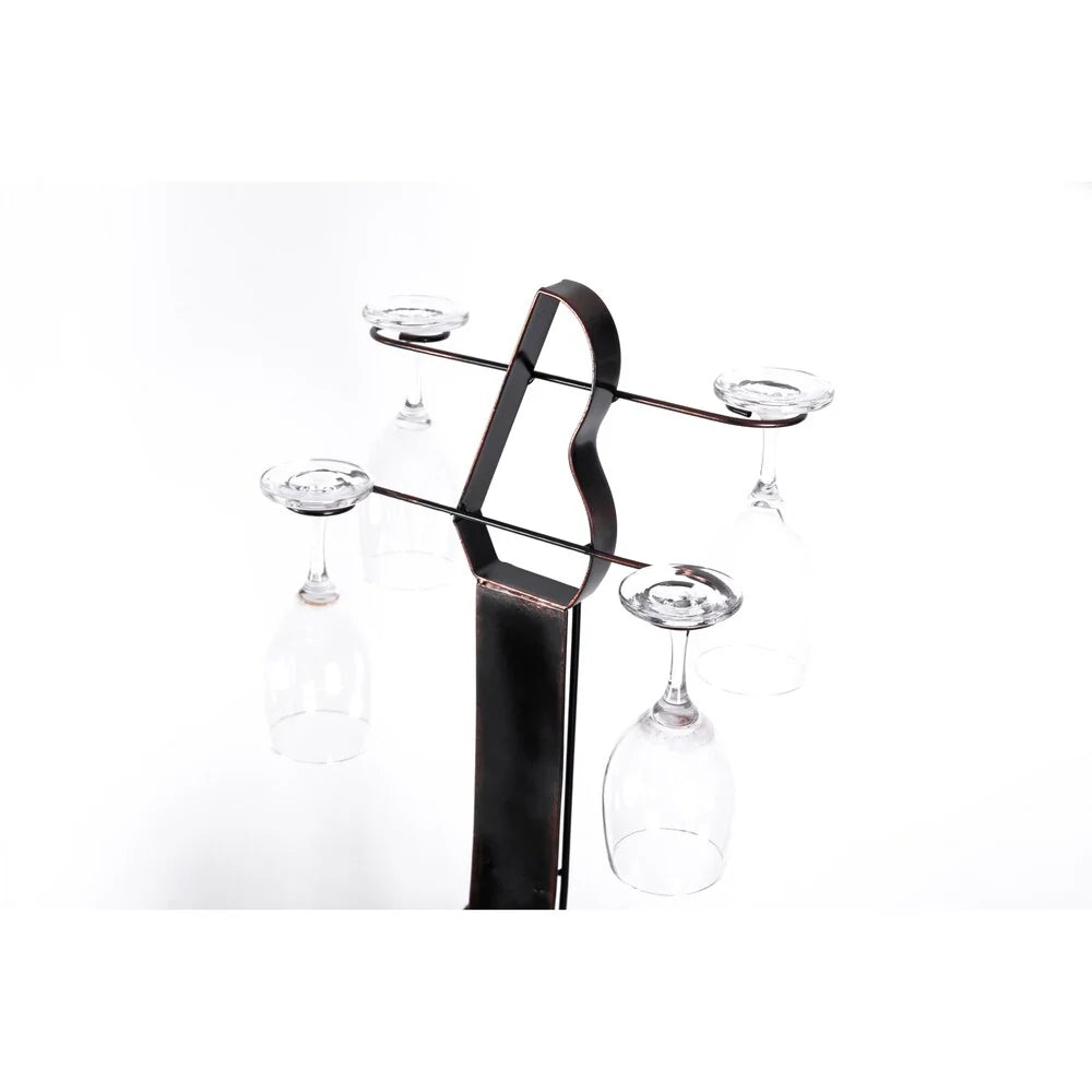 Vintage Guitar Shaped Freestanding Decorative Wine Holder
