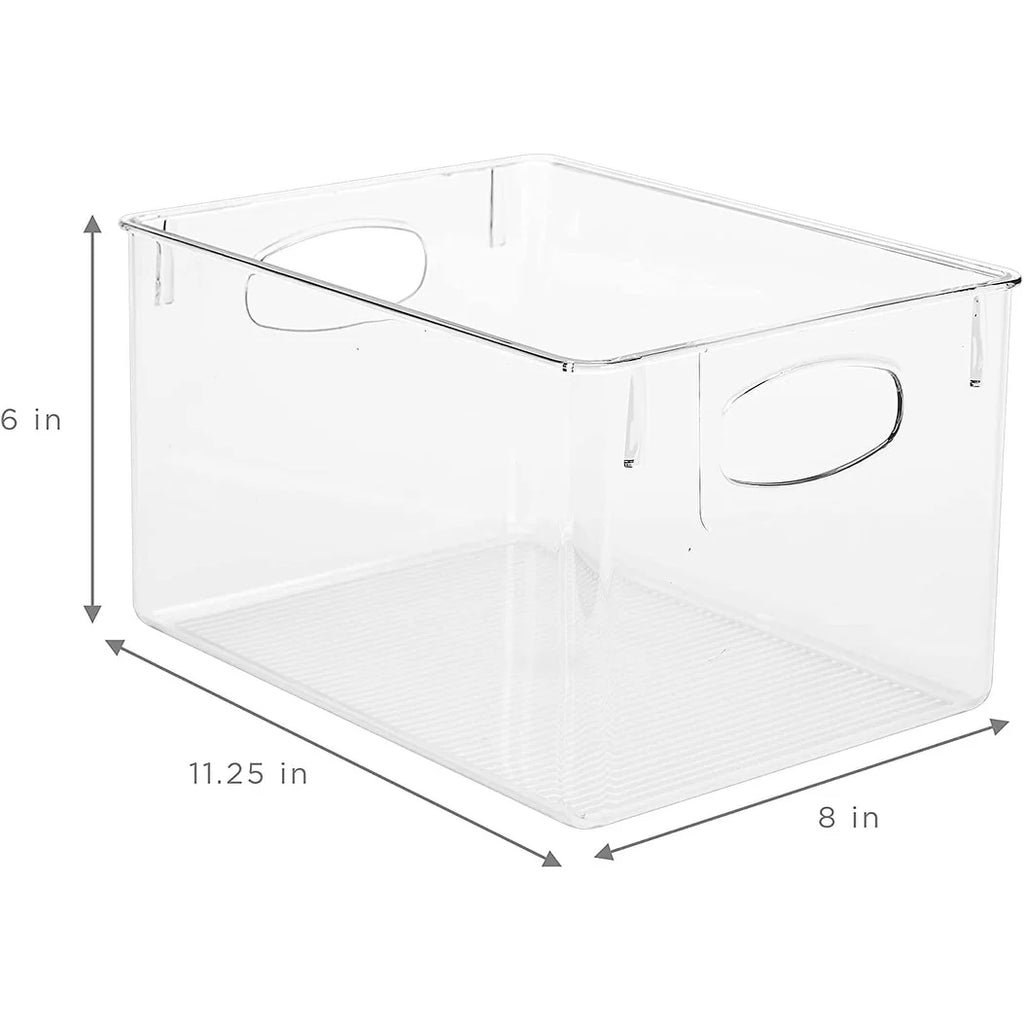 Sorbus Clear Plastic Organizer Storage Bin Containers for Pantry Food & Kitchen Fridge (4-Pack)