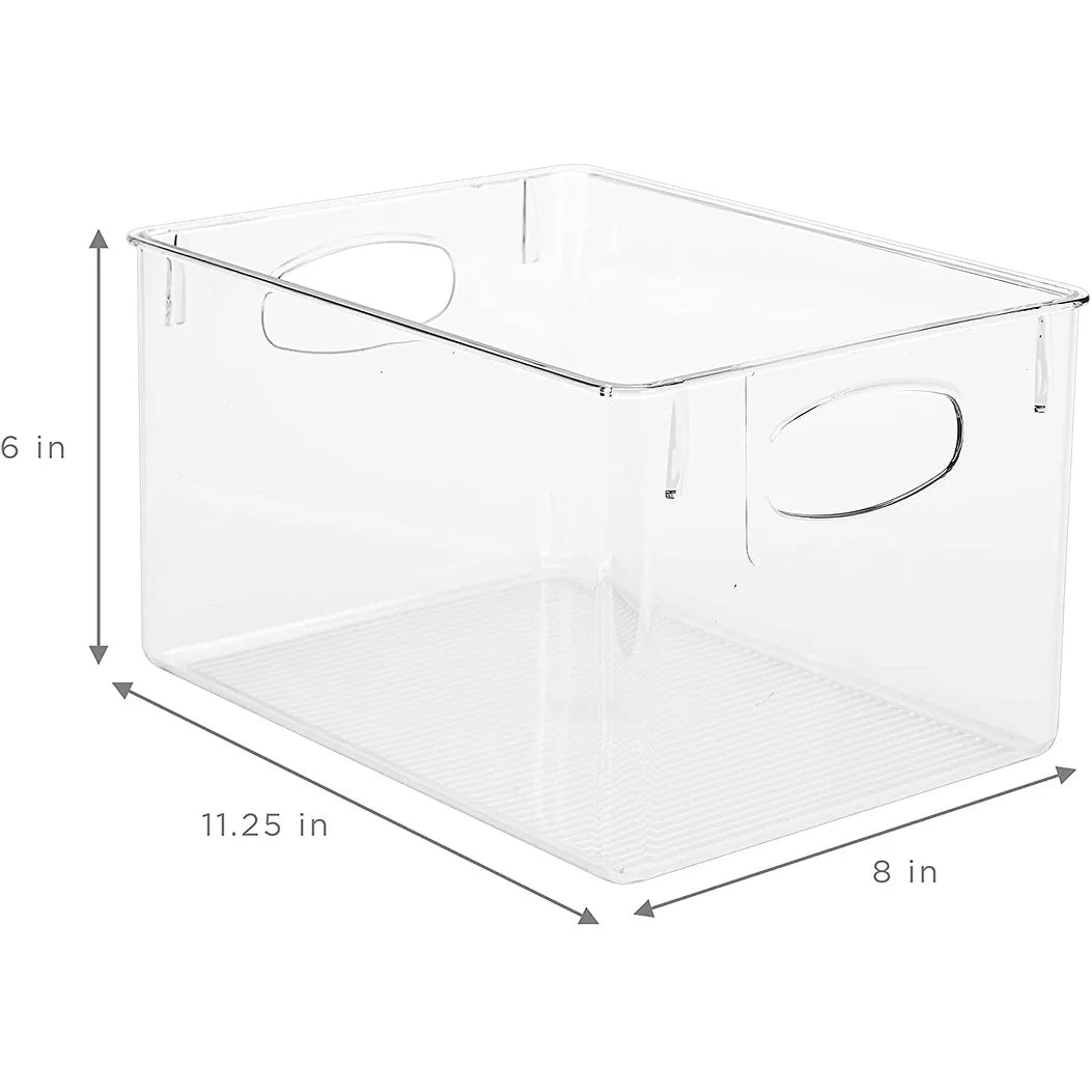 Sorbus Clear Plastic Organizer Storage Bin Containers for Pantry Food & Kitchen Fridge (4-Pack)