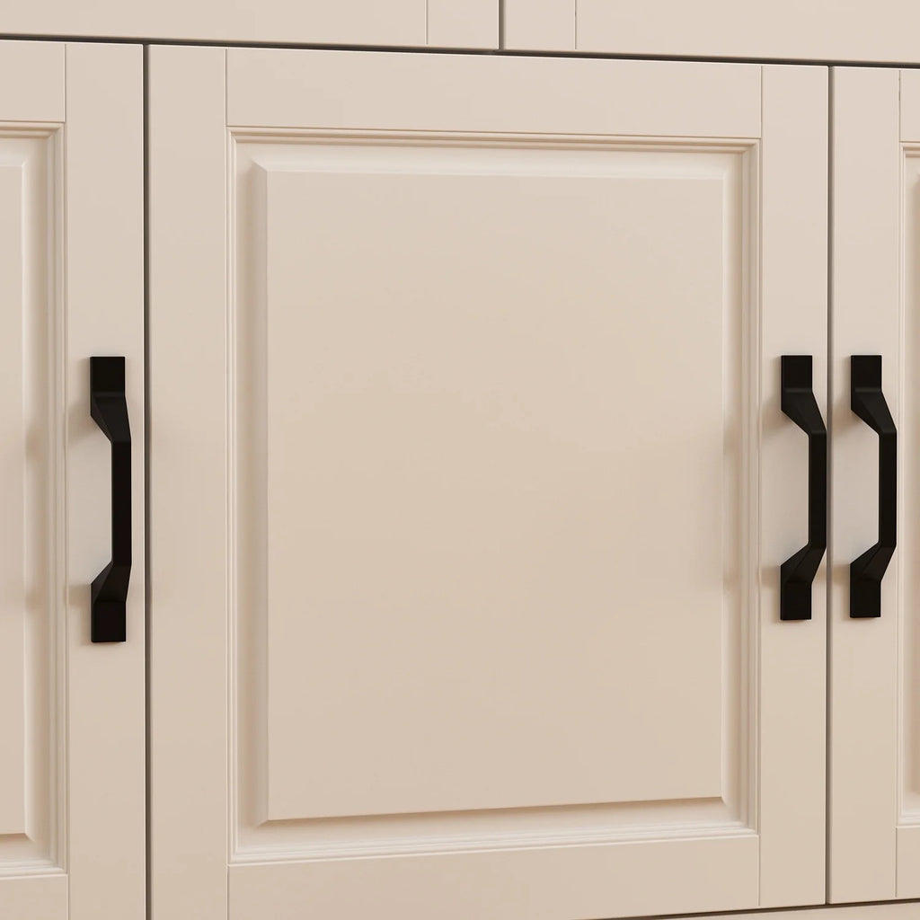 78.7"Modular White Curio Bookcase Cabinet w/Glass Doors Buffet Display