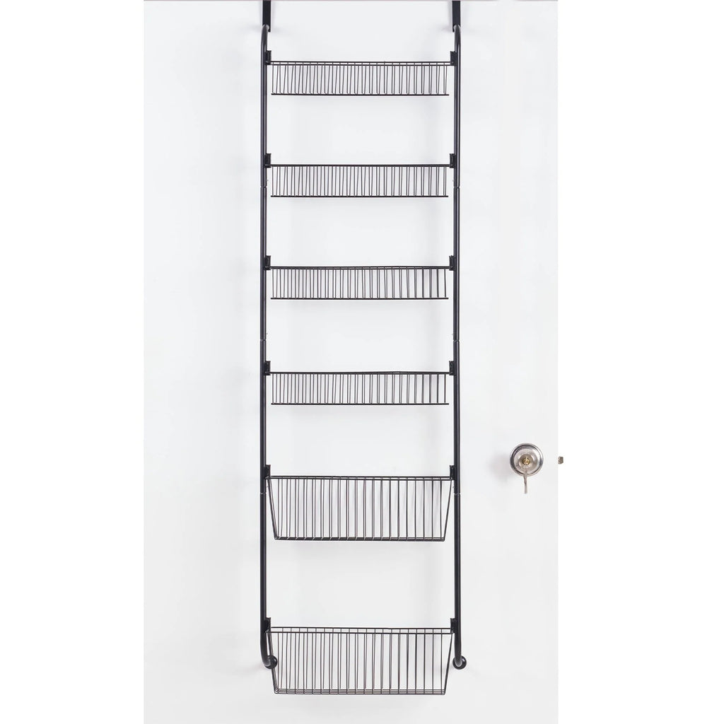 6-Tier Over the Door Pantry Organizer, Metal Pantry Organization and Storage with 6 Baskets, Heavy-Duty Back of Door Spice Rack