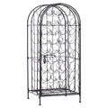 HOMCOM 35 Bottle Wrought Iron Wine Rack Jail with Lock - Black - 17.5*14*38.5