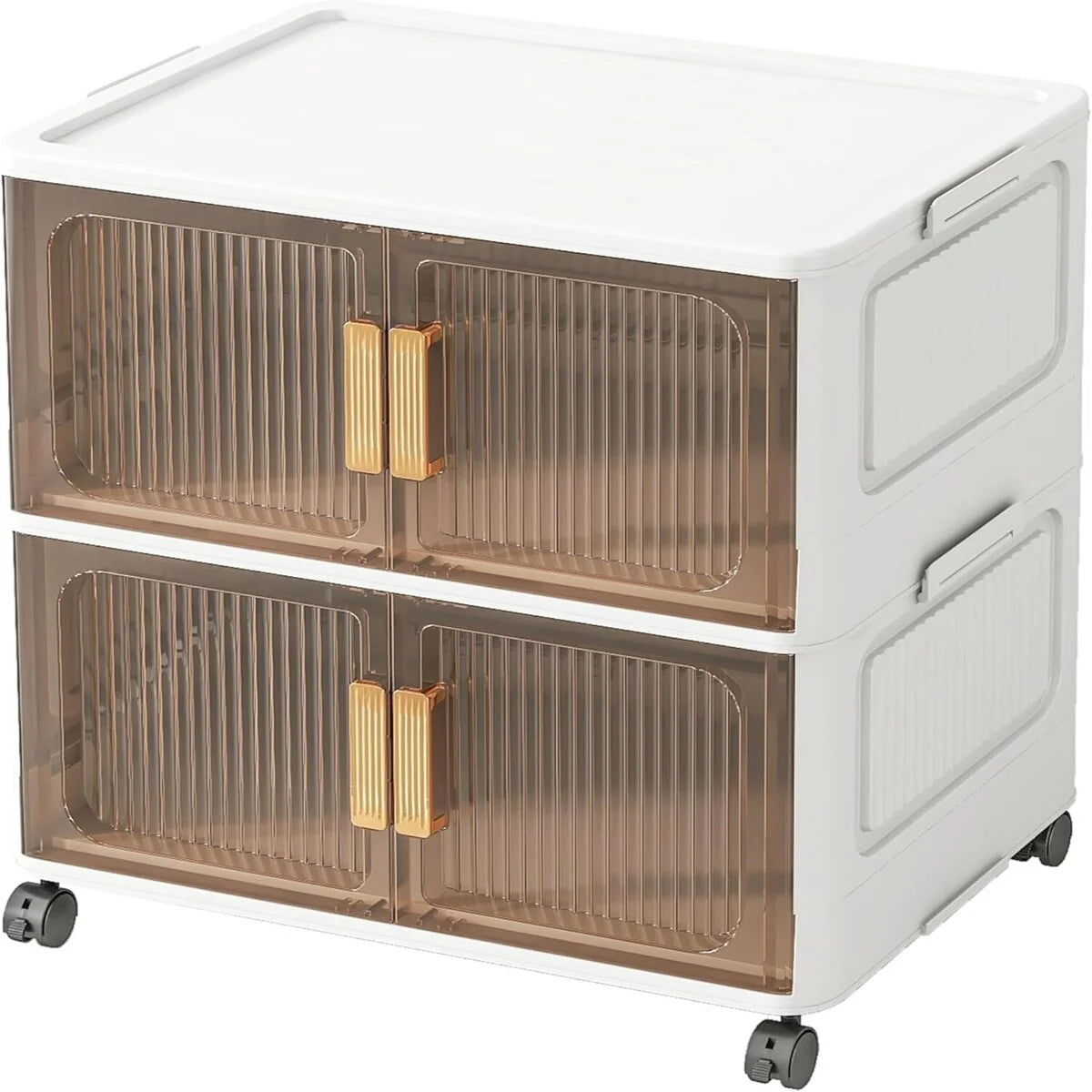 Stackable Closet Organizer Collapsible Storage Bins with Lids Organizer with Wheels for Home, Kitchen, Office