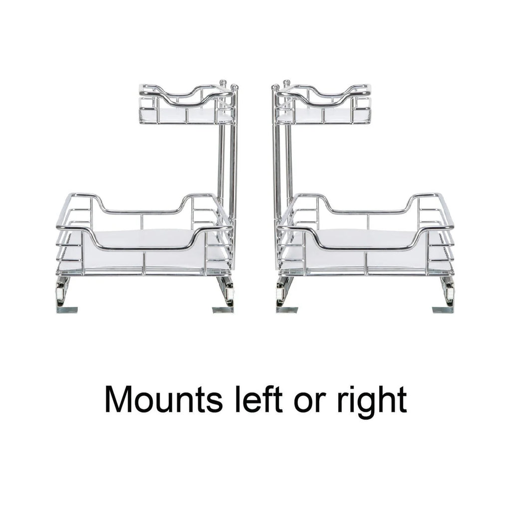 Household Essentials 2-Tier Steel Pull-Out/Slide-Out Storage Organizer with Plastic Liners
