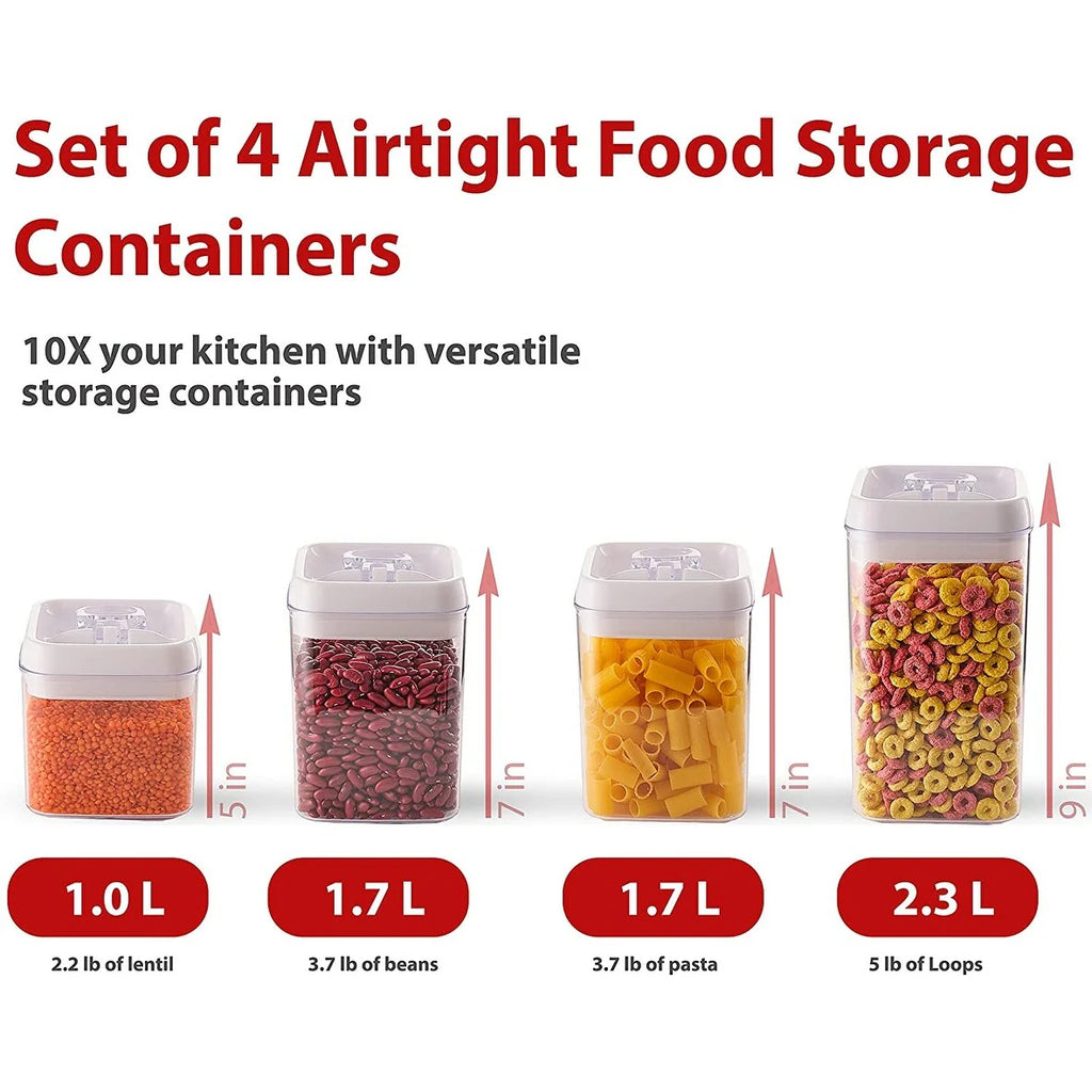 4 Pieces Set Air tight Food Storage Containers for Kitchen Pantry Organization