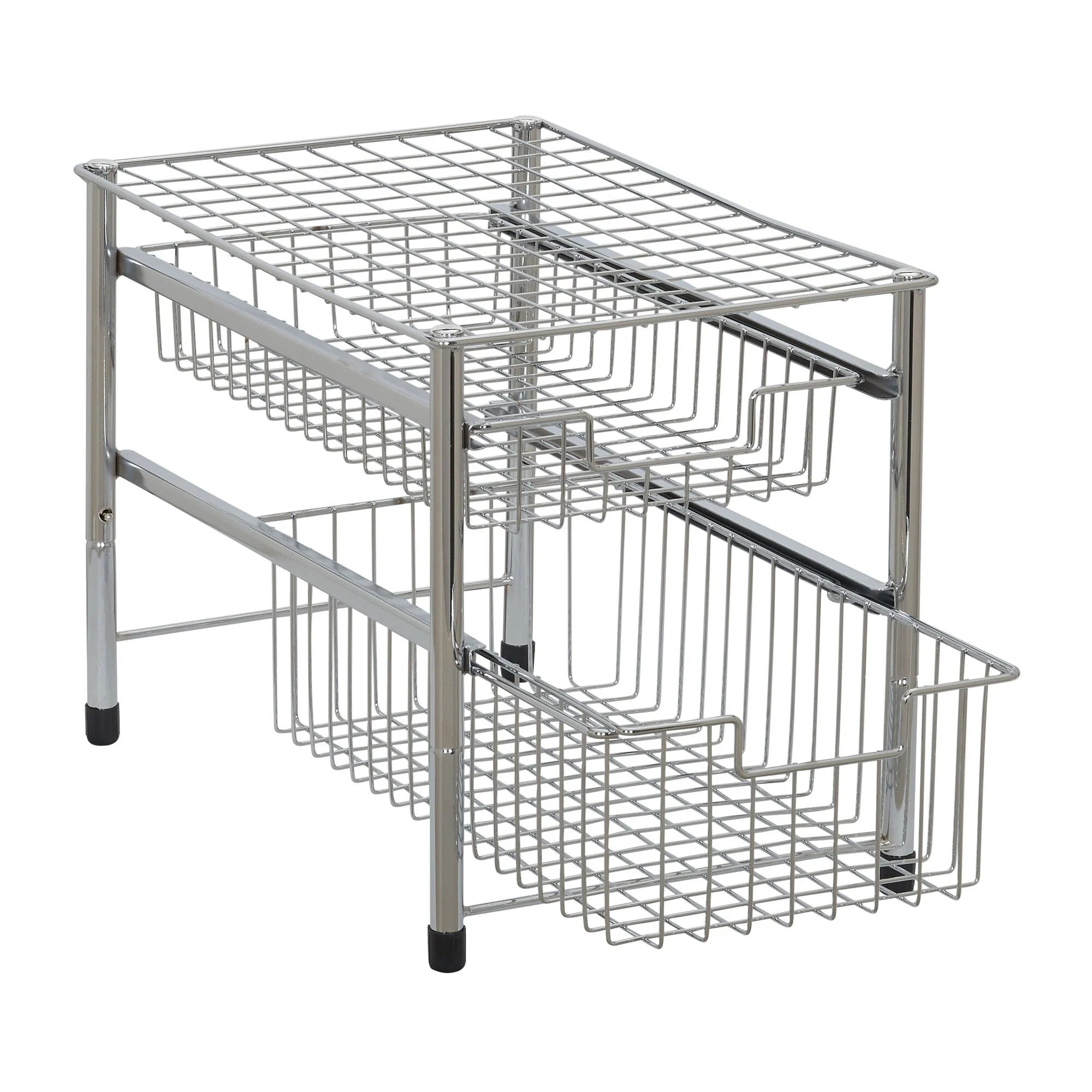 Household Essentials Silver Free Standing Double Pull Out Cabinet Organizer Shelf